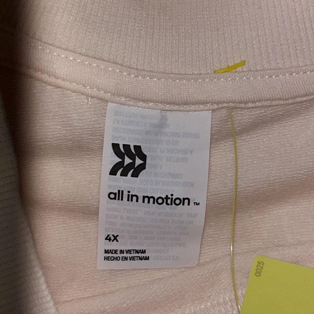 All In Motion FRENCH TERRY Long Sleeve SWEATSHIRT Ivory Women’s 4X 28-30 - Picture 8 of 13